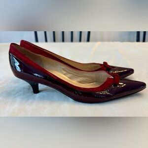 Peter Kaiser Patent Burgundy Kitten Heel Pump with Bow Detail, sz 9 (UK 6.5)